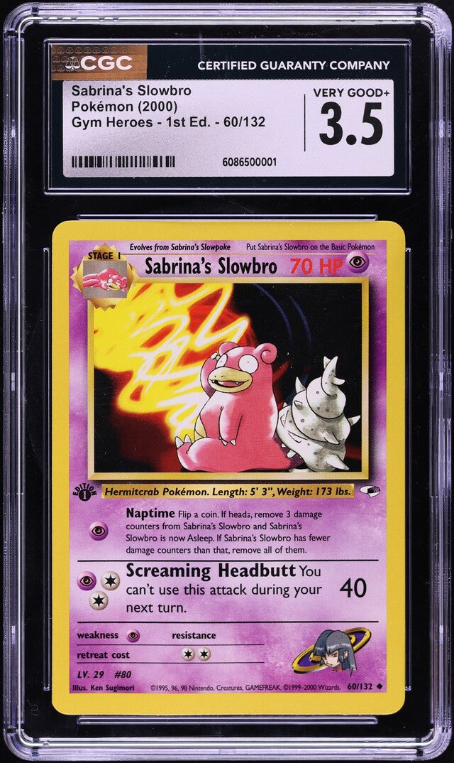 2000 Pokemon Gym Heroes 1st Edition Sabrina's Slowbro #60 CGC 3.5 VG+