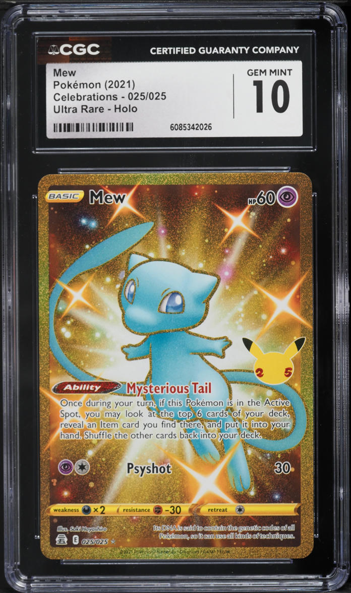 2021 Pokemon Sword & Shield Celebrations Gold Rare Mew #25 CGC 10 GEM MINT