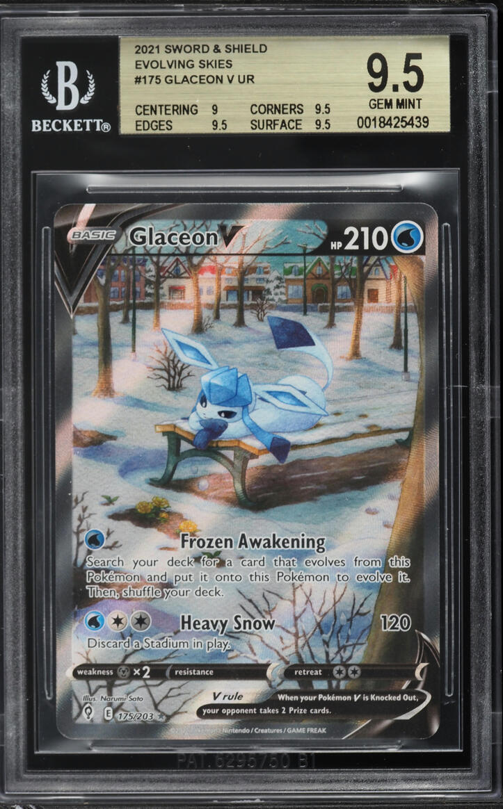 2021 Pokemon Sword & Shield Evolving Skies Alt Art Glaceon V #175 BGS 9.5 GEM MINT