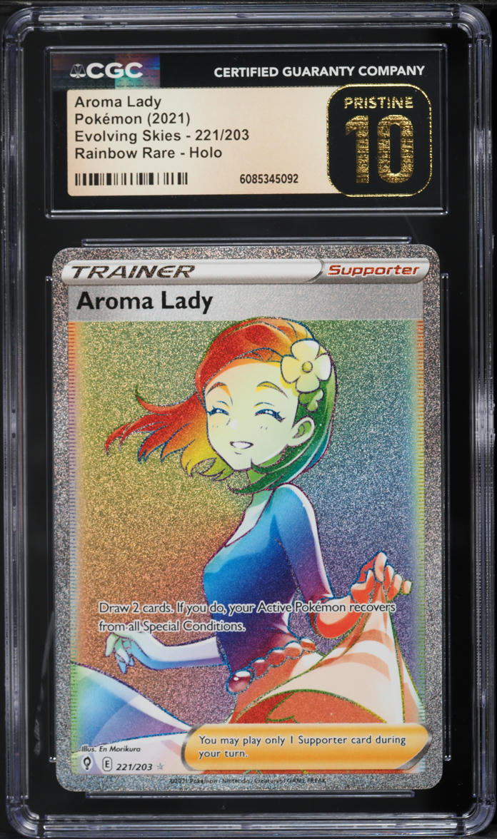 2021 Pokemon Sword & Shield Evolving Skies Rainbow Rare Aroma Lady #221 CGC 10 PRISTINE