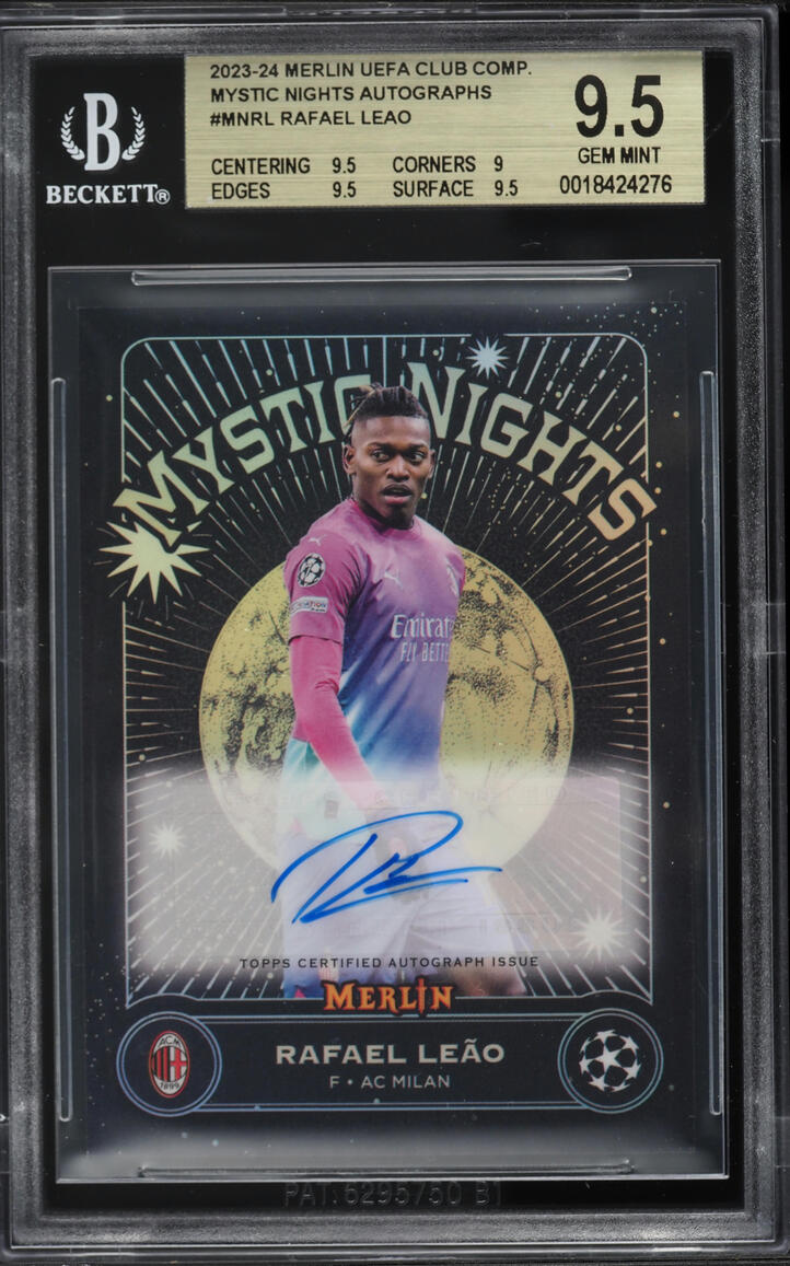 2023 Merlin UEFA Club Competitions Mystic Nights Rafael Leao #MNRL BGS 9.5 GEM MINT