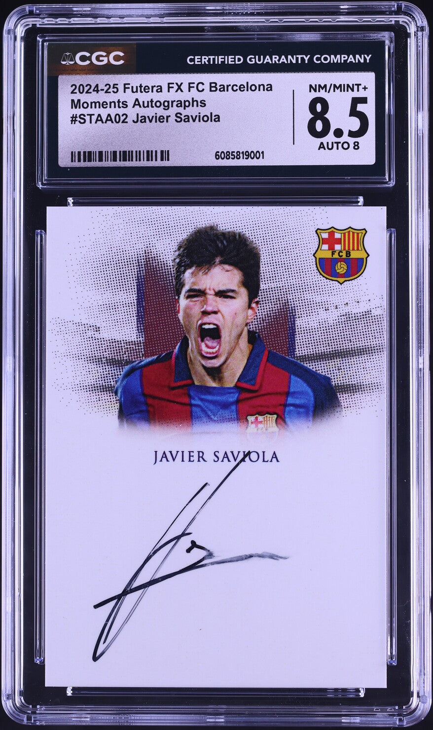 2024 Futera FX FC Barcelona Moments Javier Saviola AUTO /4 #STAA02 CGC 8.5 NM-MT+