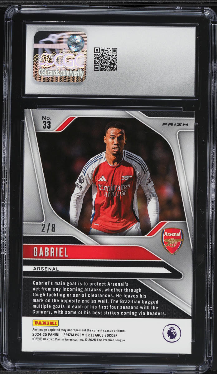 2024 Panini Prizm Premier League Black Gold Gabriel /8 #33 CGC 10 GEM MINT