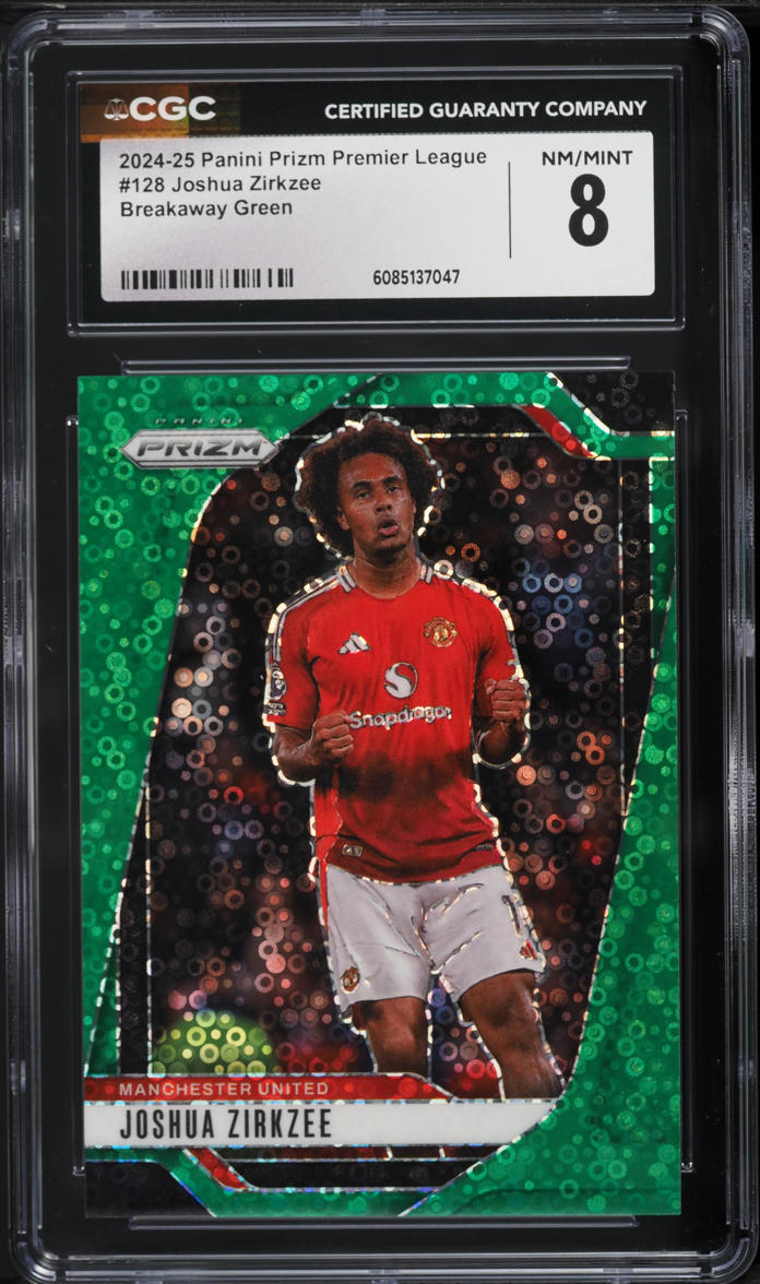 2024 Panini Prizm Premier League Breakaway Green Joshua Zirkzee 5/5 #128 CGC 8