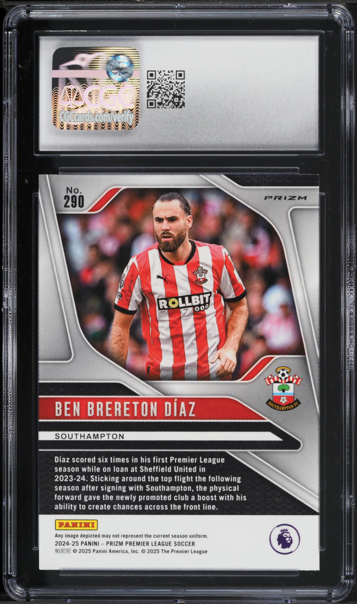 2024 Panini Prizm Premier League Choice Tiger Stripe Ben Brereton Diaz CGC 9.5