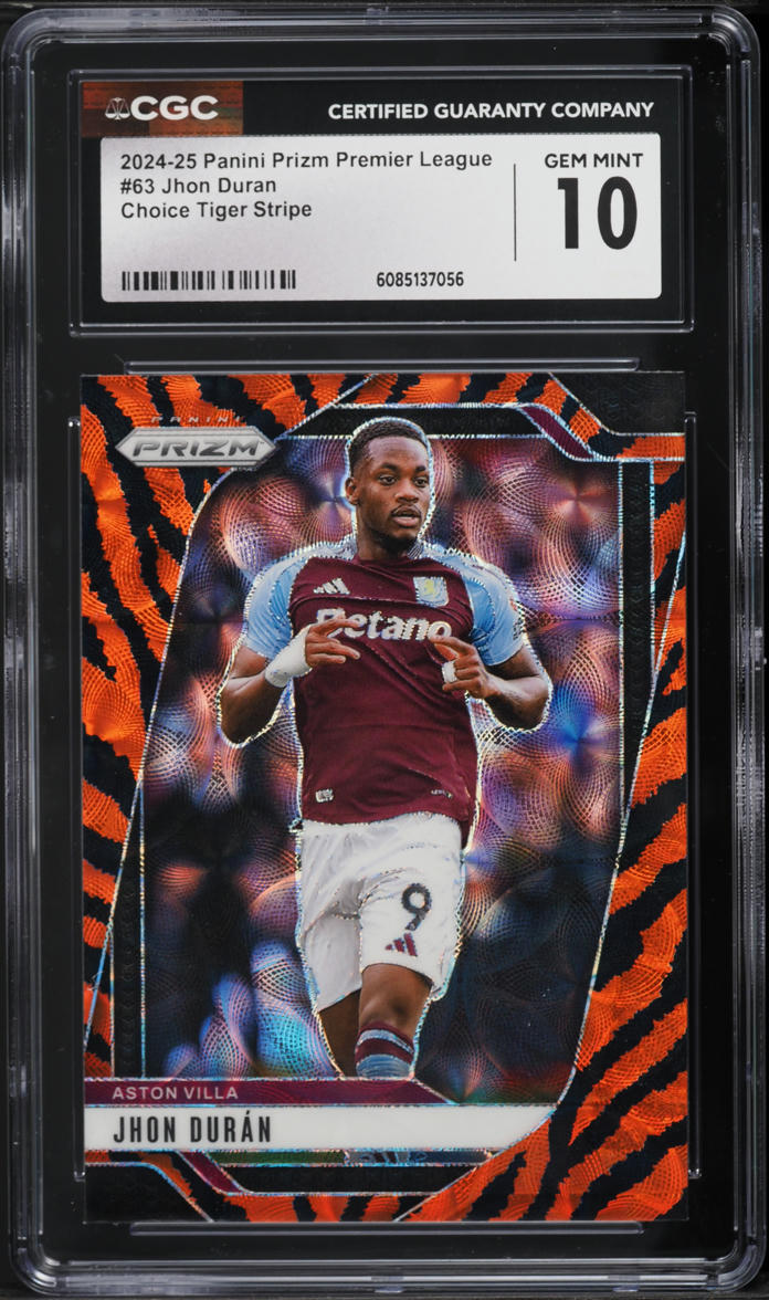 2024 Panini Prizm Premier League Choice Tiger Stripe Jhon Duran #63 CGC 10 GEM