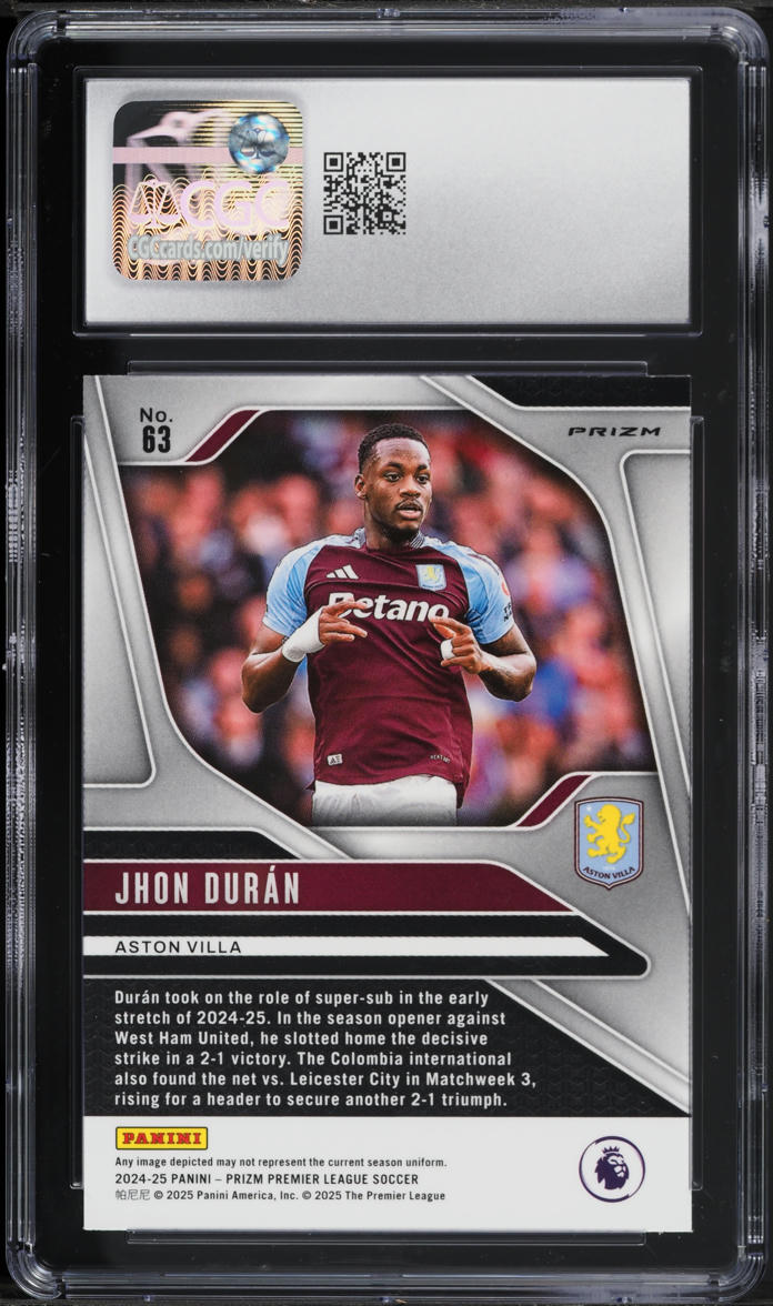 2024 Panini Prizm Premier League Choice Tiger Stripe Jhon Duran #63 CGC 10 GEM