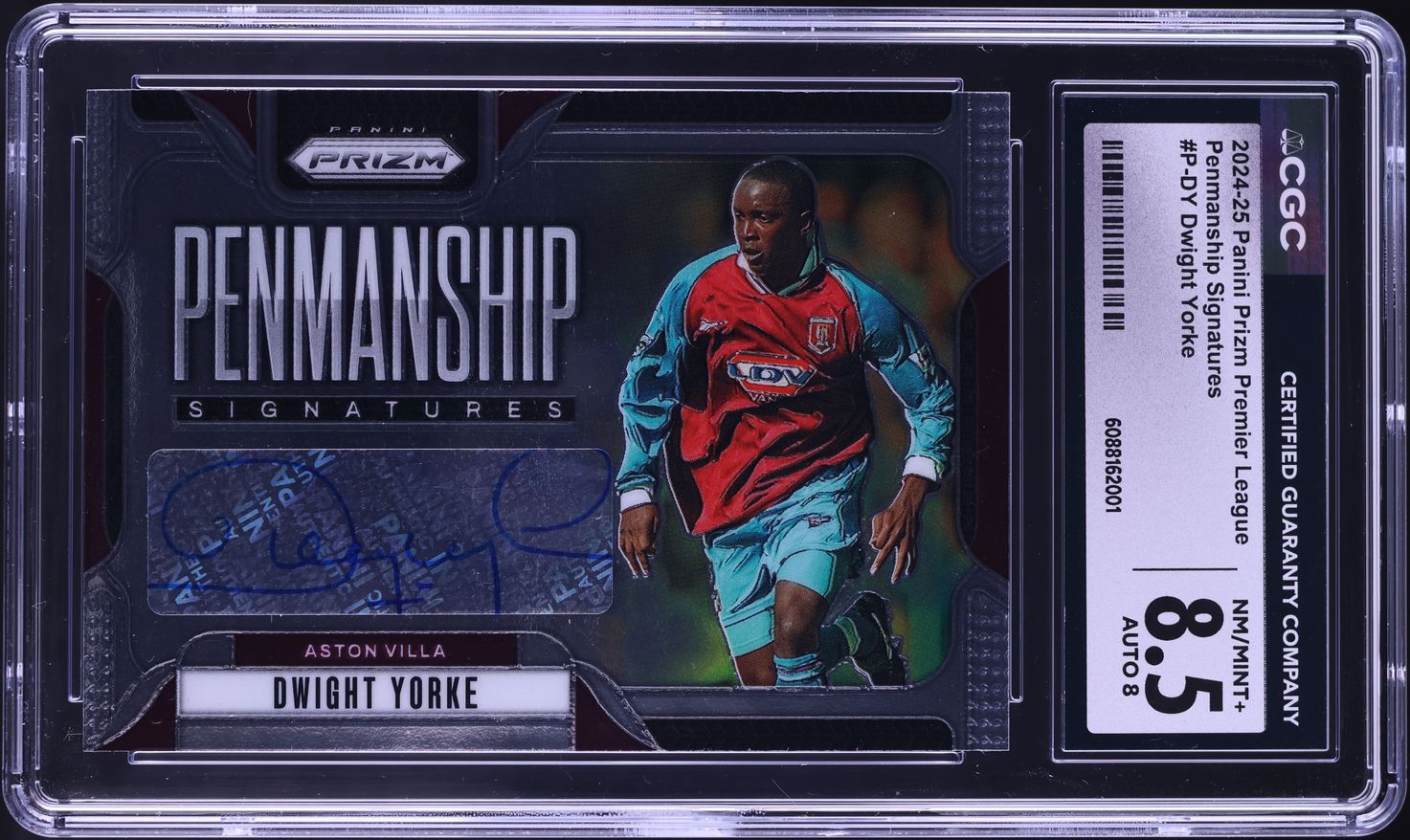 2024 Panini Prizm Premier League Penmanship Signatures Dwight Yorke AUTO #P-DY CGC 8.5 NM-MT+
