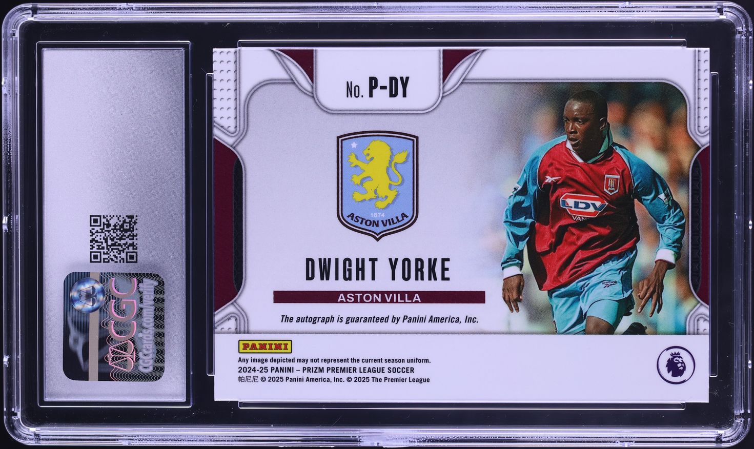 2024 Panini Prizm Premier League Penmanship Signatures Dwight Yorke AUTO #P-DY CGC 8.5 NM-MT+