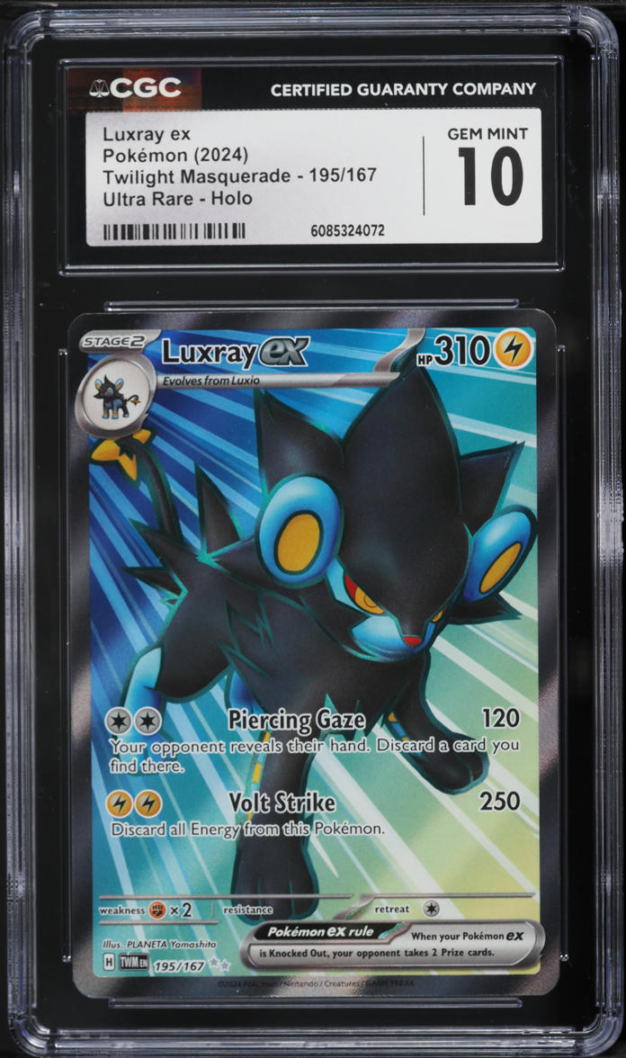 2024 Pokemon Scarlet & Violet Twilight Masquerade Full Art Luxray ex #195 CGC 10 GEM MINT