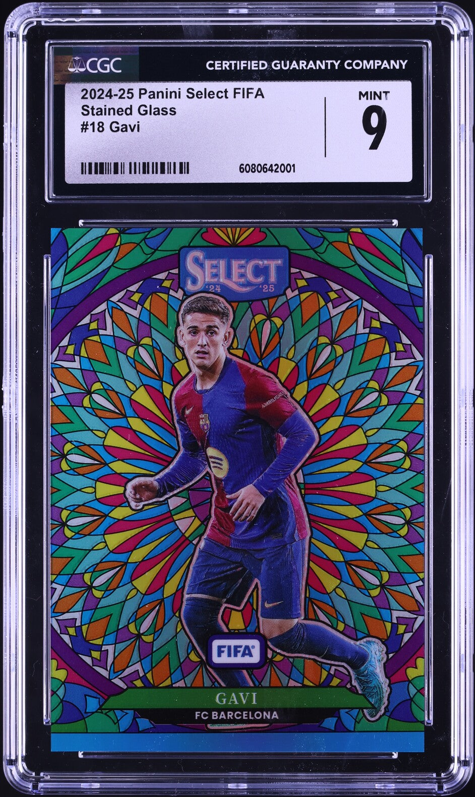 2024 Select FIFA Prizm Stained Glass Gavi #18 CGC 9 MINT