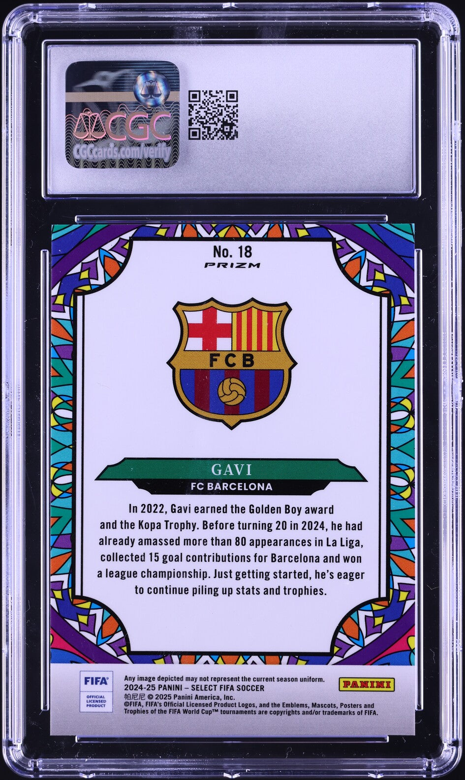 2024 Select FIFA Prizm Stained Glass Gavi #18 CGC 9 MINT