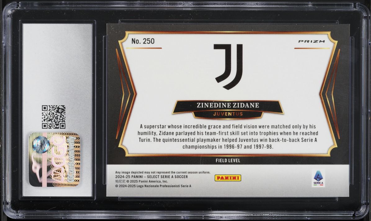 2024 Select Field Level Serie A Multi Color Zinedine Zidane #250 CGC 10 GEM MINT