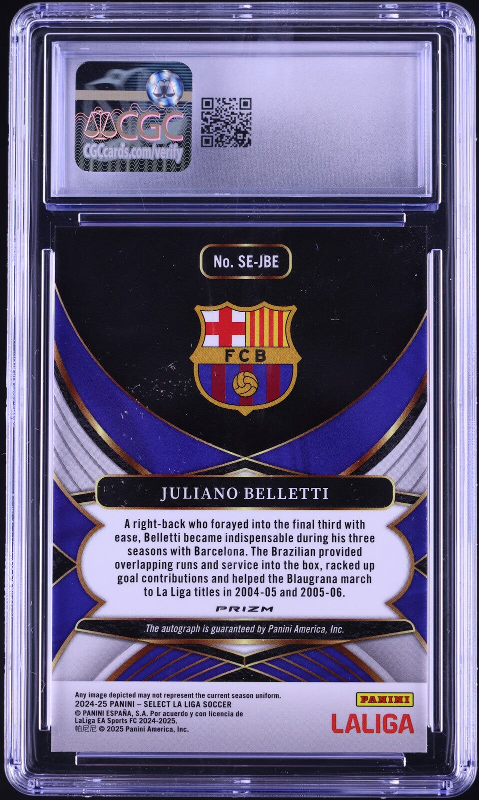2024 Select La Liga Juliano Belletti AUTO #SE-JBE CGC 9 MINT