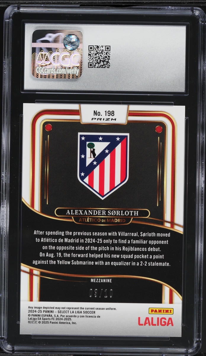 2024 Select Mezzanine La Liga Gold Alexander Sorloth /10 #198 CGC 10 GEM MINT