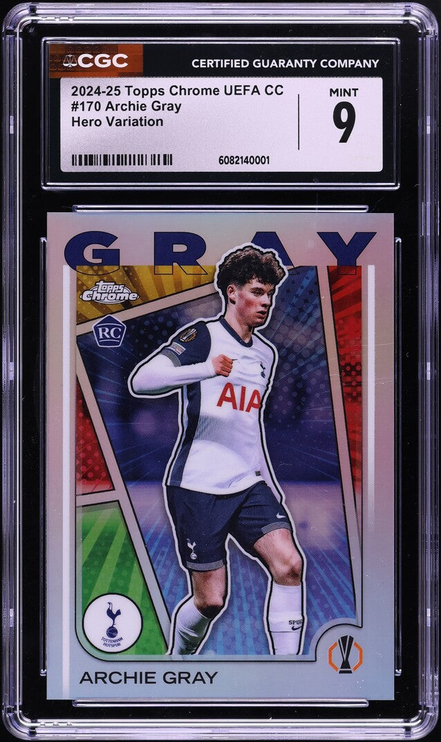 2024 Topps Chrome UEFA CC Hero Variation Archie Gray ROOKIE #170 CGC 9 MINT