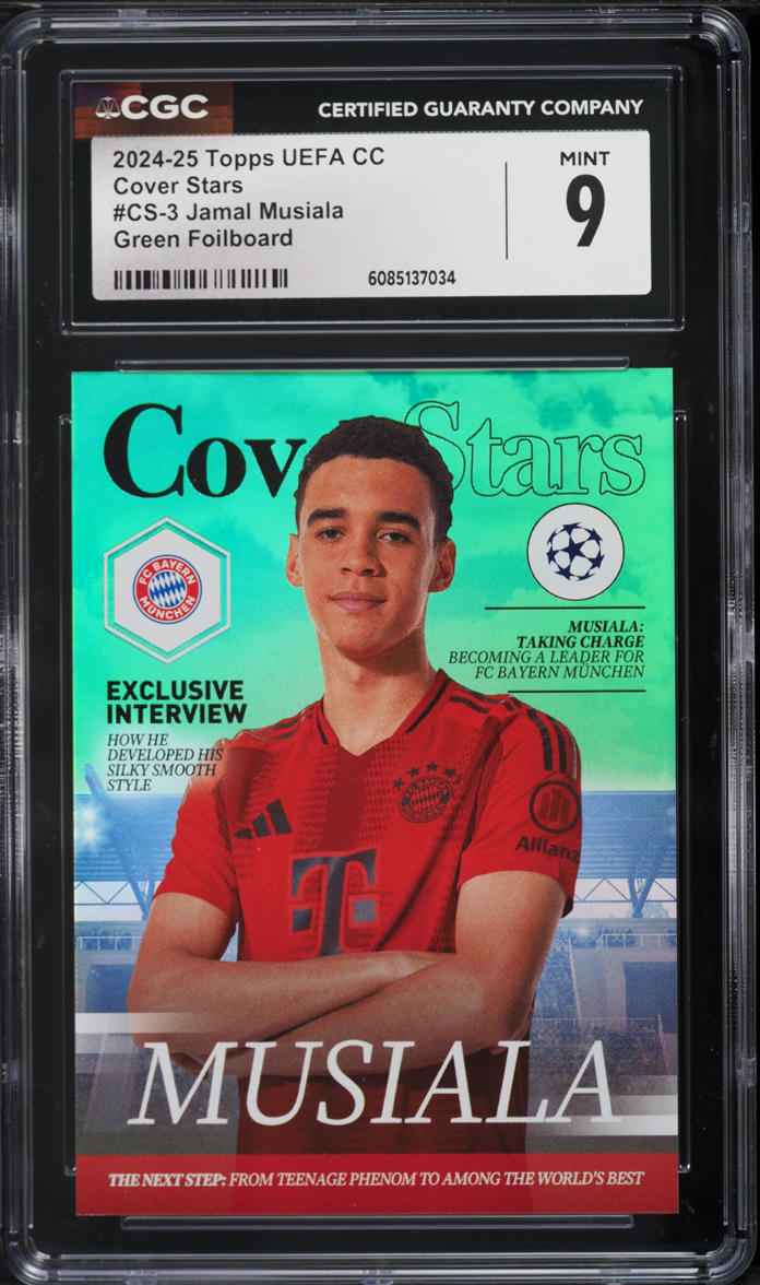 2024 Topps UEFA CC Cover Stars Green Foilboard Jamal Musiala /99 #CS-3 CGC 9