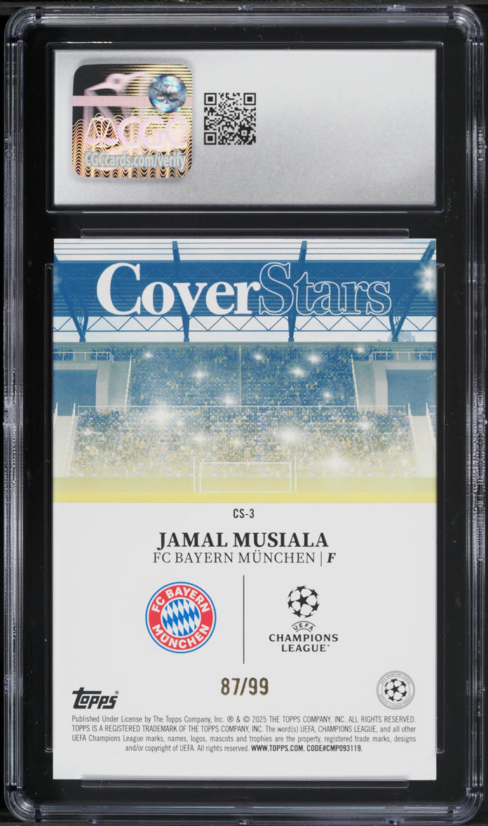 2024 Topps UEFA CC Cover Stars Green Foilboard Jamal Musiala /99 #CS-3 CGC 9