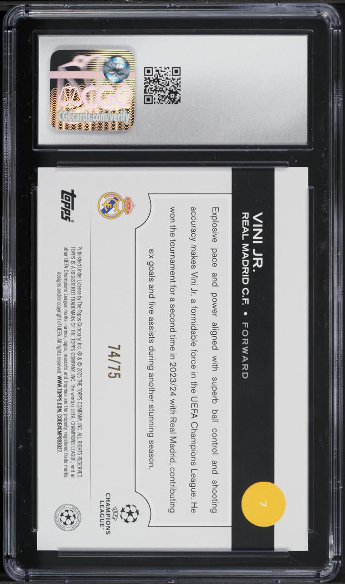 2024 Topps UEFA CC Icy Blue Vini Jr. /75 #7 CGC 10 GEM MINT