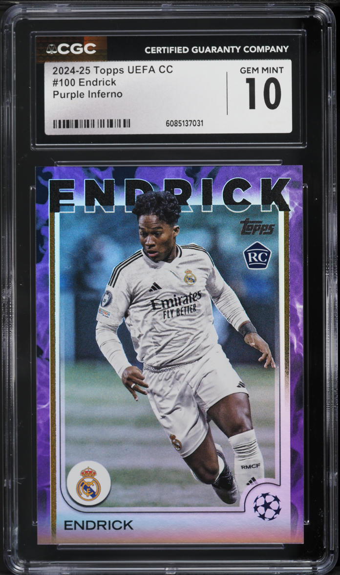 2024 Topps UEFA CC Purple Inferno Endrick ROOKIE /299 #100 CGC 10 GEM MINT
