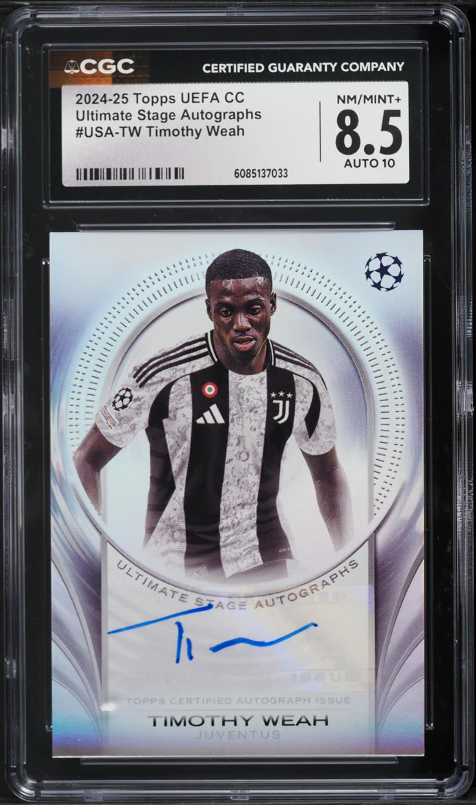 2024 Topps UEFA CC Ultimate Stage Timothy Weah AUTO #USA-TW CGC 8.5 NM-MT+
