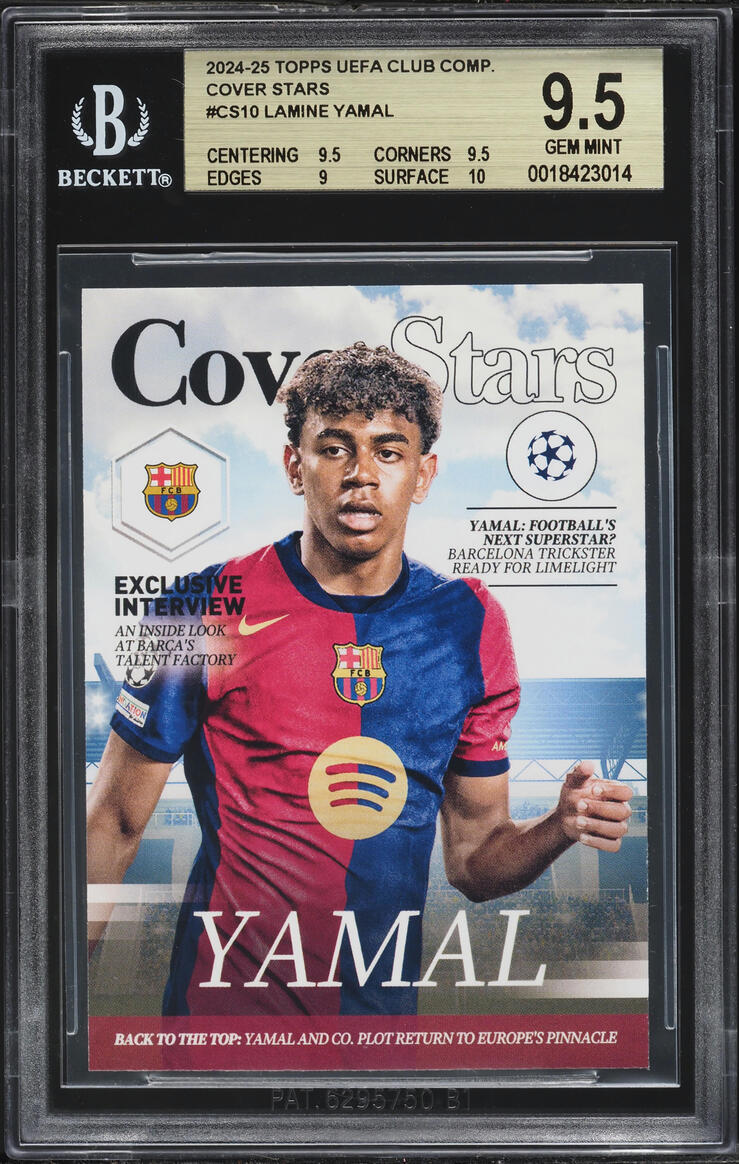 2024 Topps UEFA Club Competitions Cover Stars Lamine Yamal ROOKIE #CS10 BGS 9.5 GEM MINT