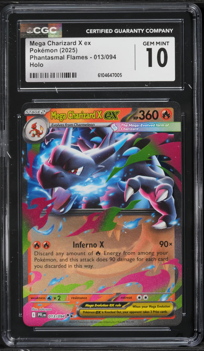 2025 Pokemon Mega Phantasmal Flames Holo Mega Charizard X ex #13 CGC 10 GEM MINT