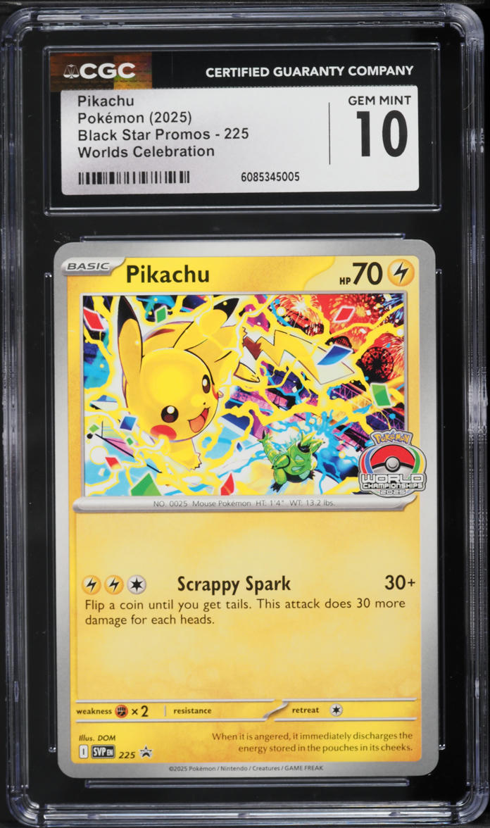 2025 Pokemon SV Promo Worlds Celebration Pikachu #225 CGC 10 GEM MINT