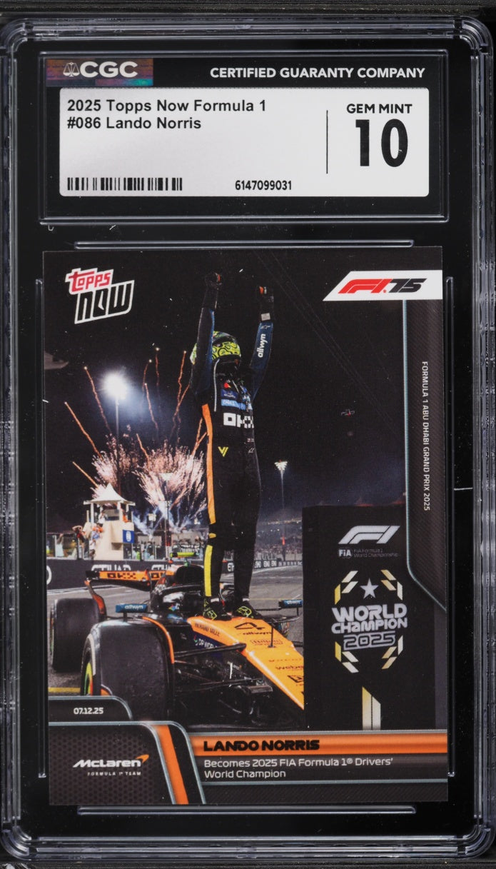2025 Topps Now Formula 1 F1 Lando Norris #086 CGC 10 GEM MINT