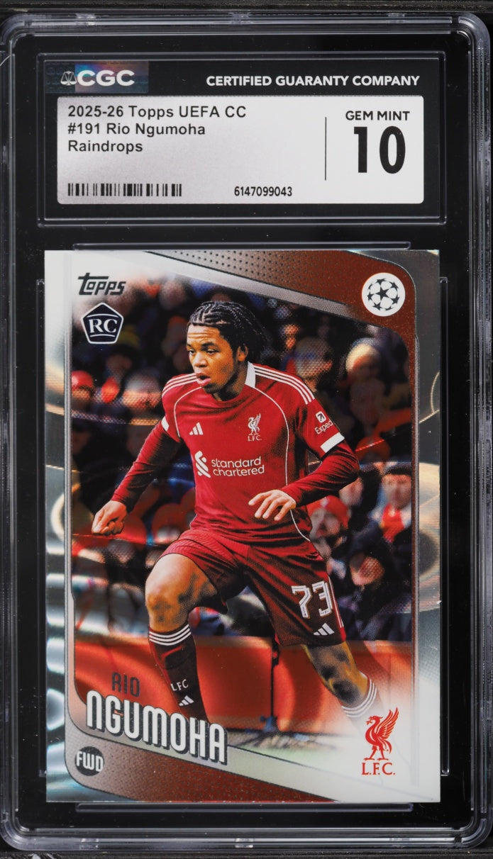 2025 Topps UEFA Club Competitions Raindrops Rio Ngumoha ROOKIE #191 CGC 10 GEM MINT