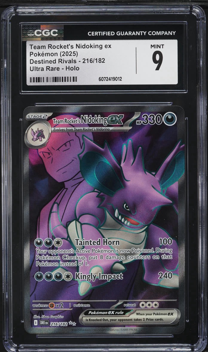 2025 Pokemon SV Destined Rivals Full Art Team Rocket's Nidoking ex #216 CGC 9
