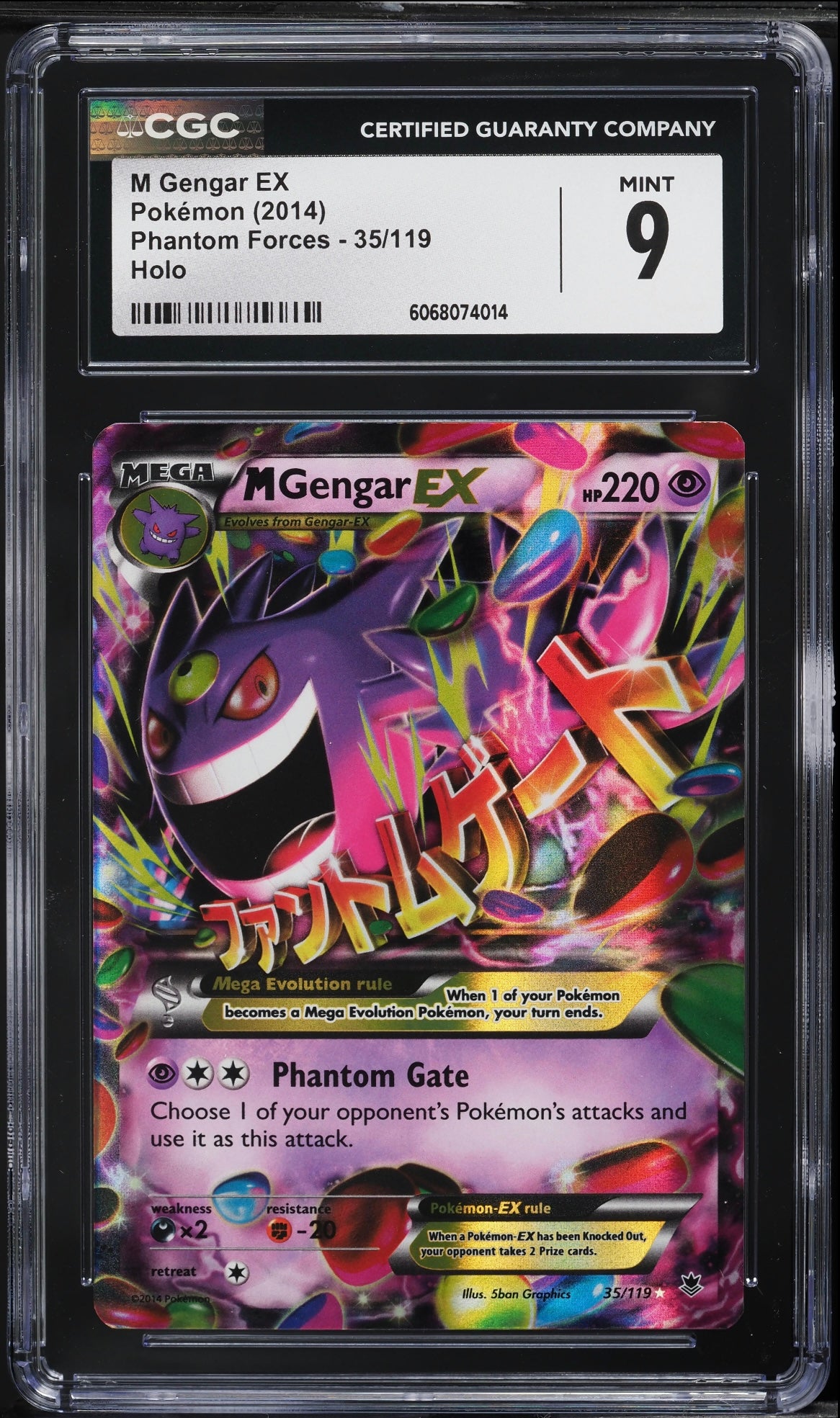 2014 Pokemon XY Phantom Forces Holo M Gengar EX #35 CGC 9