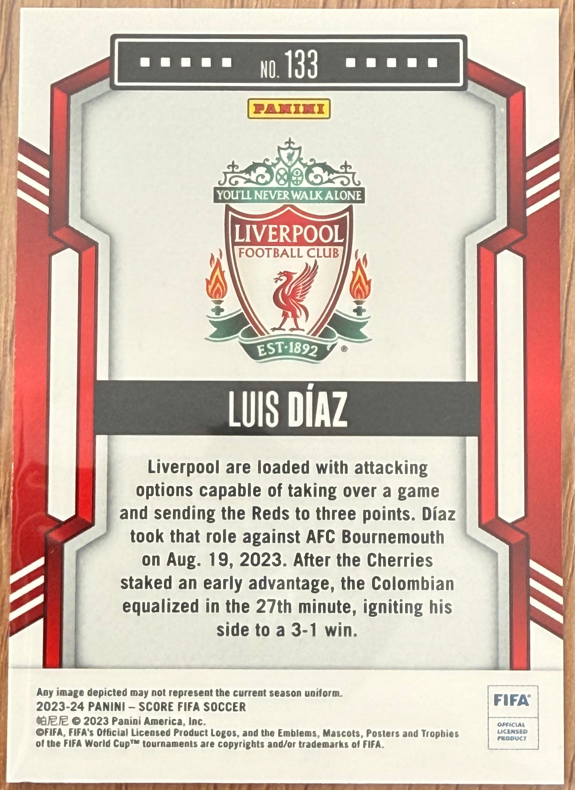 2023-24 Panini Score FIFA – No. 133 Luis Díaz – Liverpool FC