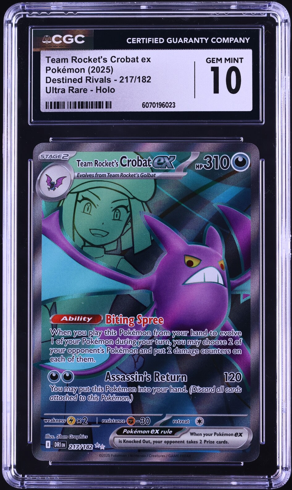 2025 Pokemon SV Destined Rivals Full Art Team Rocket's Crobat ex #217 CGC 10