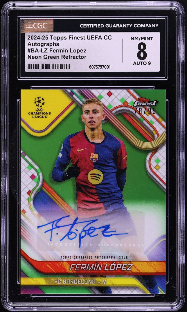 2024-25 Topps Finest UEFA CC AUTO Neon Green Refractor Fermin Lopez #BA-LZ CGC 8 /99