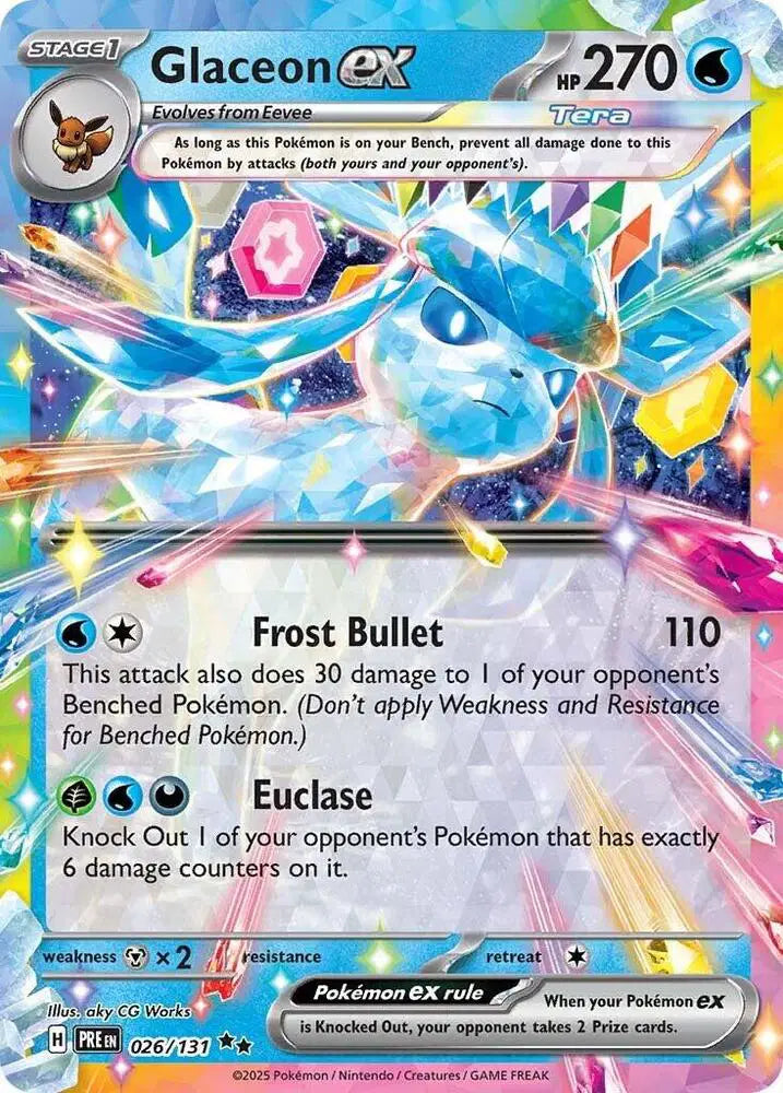 Glaceon ex Pokemon • Double Rare • 026/131 Prismatic Evolutions