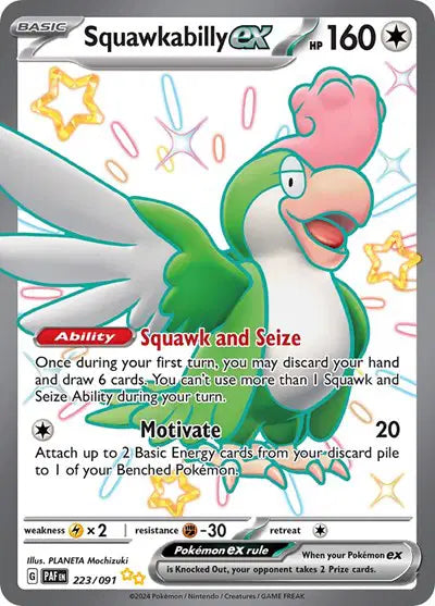 Squawkabilly ex Pokemon • Shiny Ultra Rare • 223/091 Paldean Fates