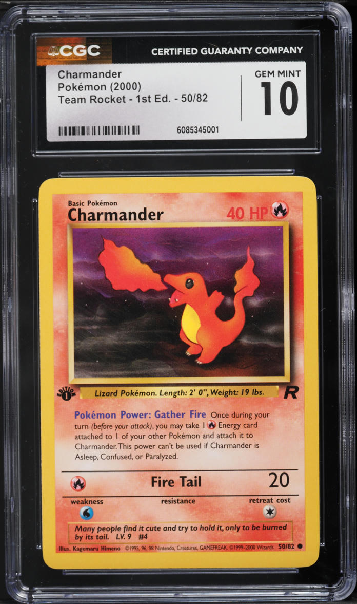 2000 Pokemon Team Rocket 1st Edition Charmander #50 CGC 10 GEM MINT