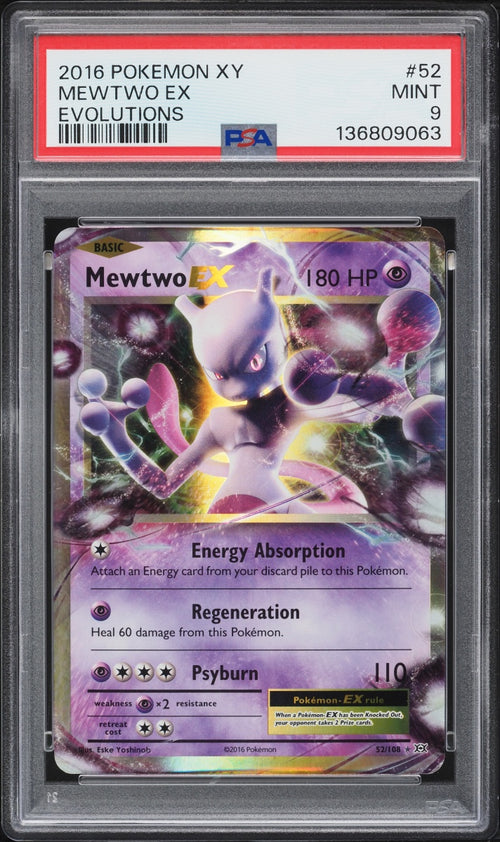 Mewtwo EX (Evolutions #52) · PSA 9