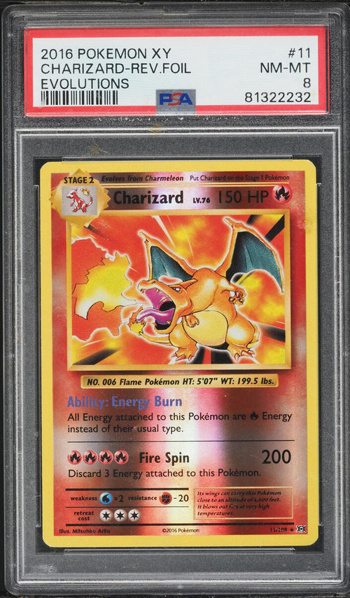 Charizard Reverse Foil (Evolutions #11) · PSA 8