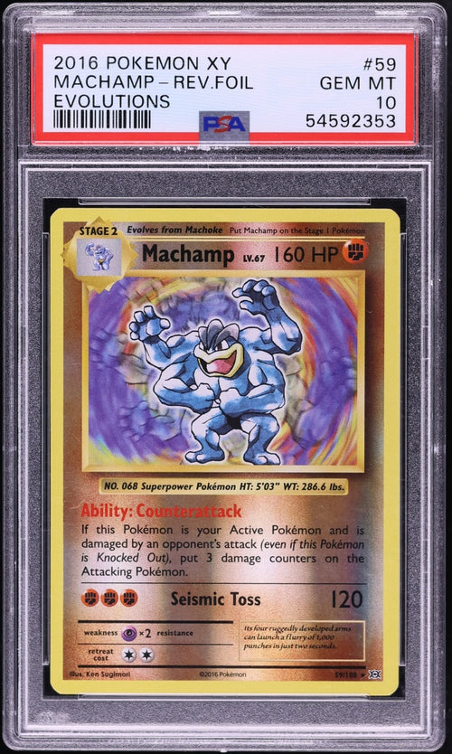 Machamp Reverse Foil (Evolutions #59) · PSA 10 GEM MT