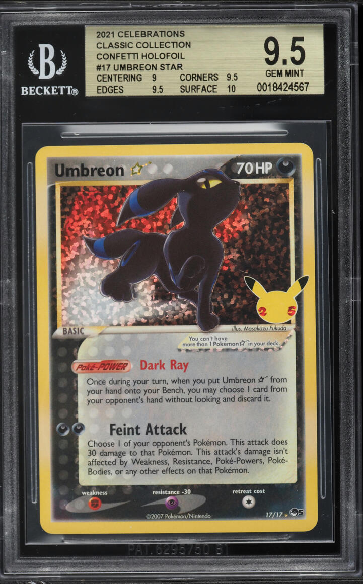 2021 Pokemon Celebrations Classic Collection Confetti Holo Umbreon Gold Star #17 BGS 9.5 GEM