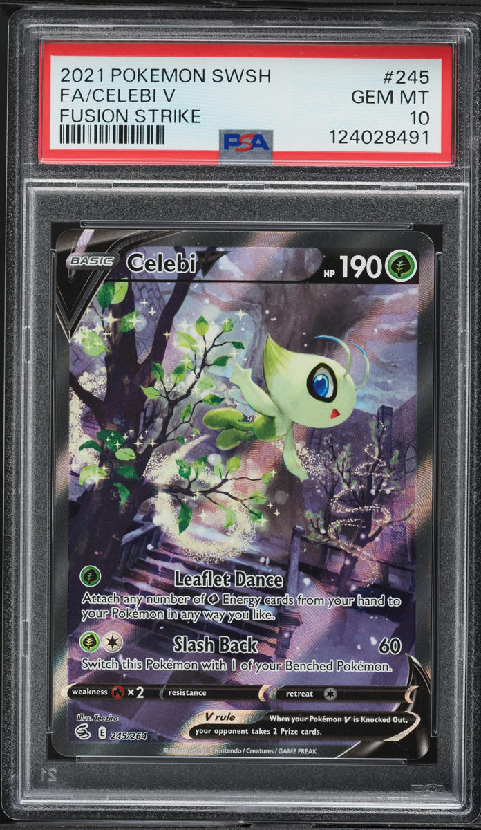 2021 Pokemon Sword & Shield Fusion Strike Full Art Celebi V #245 PSA 10 GEM MINT