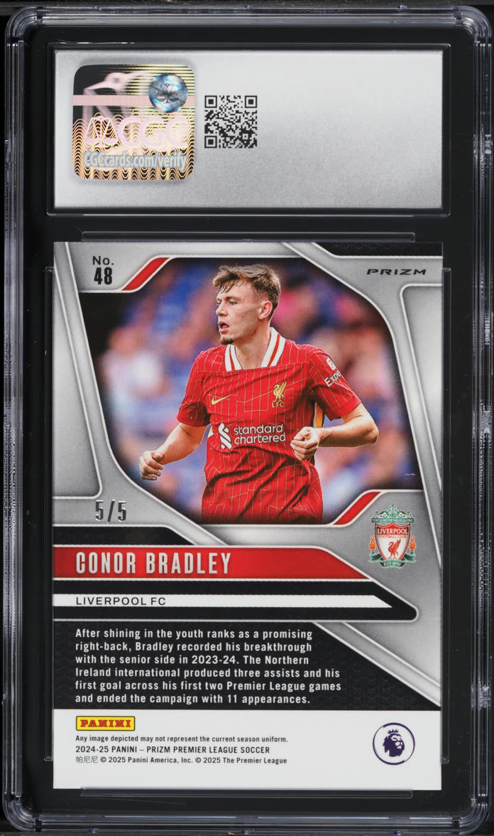 2024-25 Panini Prizm Premier League Breakaway Green Conor Bradley /5 #48 CGC 9 MINT
