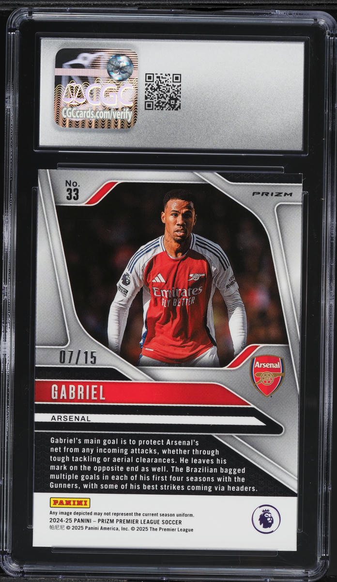 2024-25 Panini Prizm Premier League Choice Zebra Gabriel #33 CGC 10 GEM MINT
