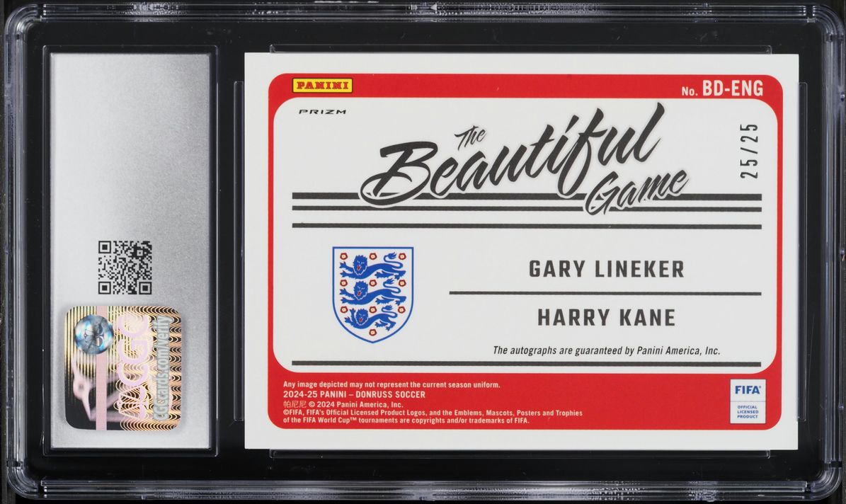 2024 Donruss Beautiful Game Dual Blue Gary Lineker Harry Kane AUTO 25/25 CGC 9.5