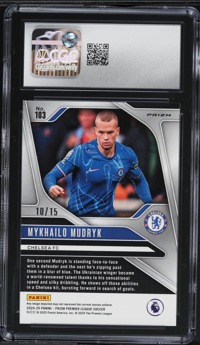 2024 Panini Prizm Premier League Choice Zebra Mykhailo Mudryk /15 #103 CGC 10 GEM MINT