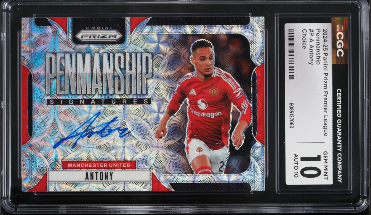 2024 Panini Prizm Premier League Penmanship Choice Antony AUTO #P-A CGC 10 GEM