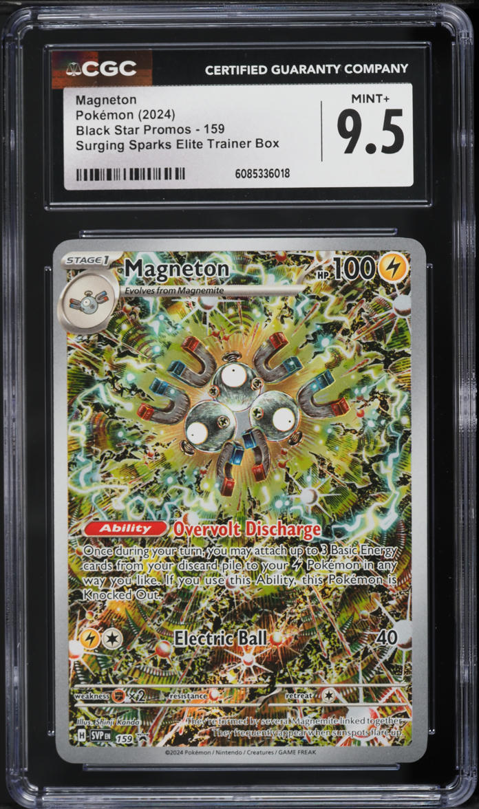 2024 Pokemon SV Black Star Promo Surging Sparks ETB Alt Art Magneton #159 CGC 9.5 MINT+