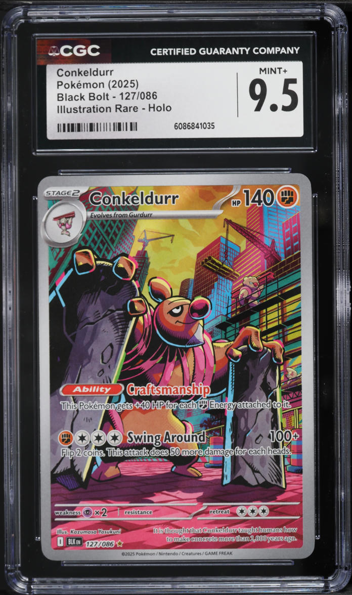 2024 Pokemon Scarlet & Violet Black Bolt Illustration Rare Conkeldurr #127 CGC 9.5 MINT+